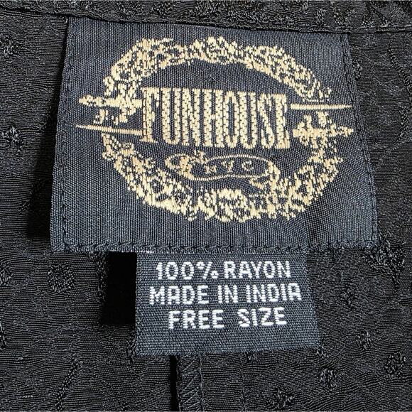 Vintage 90s Funhouse NYC Black Jacquard Duster Coat Gothic Witchy OS - Picture 7 of 7